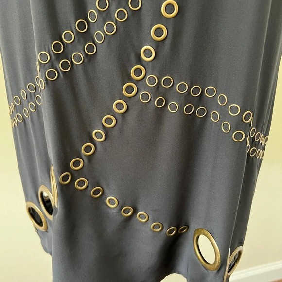 Haute Hippie Black Silk Sheath Dress with brass rivet design Size S - Picture 9 of 11